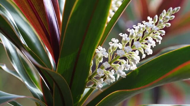Botanical Close-Up View of the Ornamental Foliage Belonging to Cordyline Sister Plant
