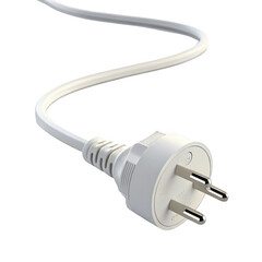 White european type f electrical power plug with cable isolated on transparent background