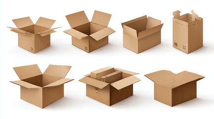 Fototapeta premium Cardboard boxes, various openings