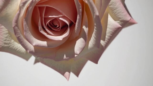 fresh and beautiful beige-pink rose flower isolated on pure white background for collage detail work