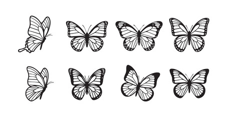 Butterfly line art icon bundle illustration