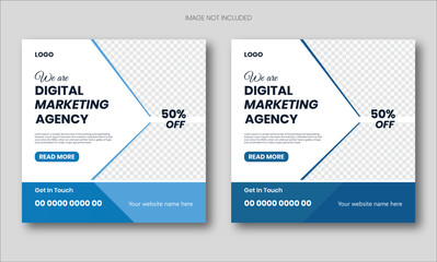 Digital Marketing Social Media Post Template Layout and digital business marketing banner for social media post template.