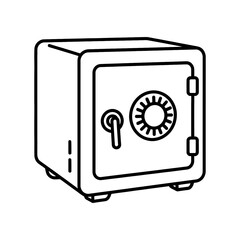 Illustration of a simple security safe with a dial lock