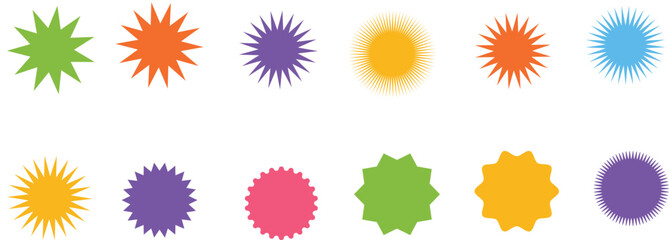  colorful starburst Vector art.  use for  badges, labels, design elements, stickers, icons, and symbols for sales and discounts