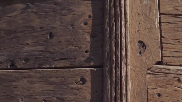 classic red heart symbol painted or placed on the surface of wooden door
