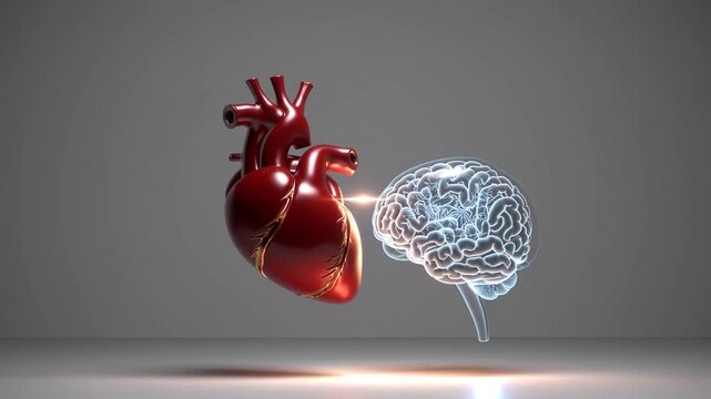 Conceptual Representation of the Equilibrium Between Emotional Core and Cognitive Center Concept of Balance Between Heart and Brain Three-Dimensional Rendering