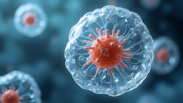 A high-resolution, realistic bright-field micrograph showing the nuclear sap filling the cell nucleus.