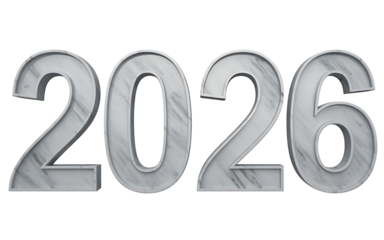 Year 2026 isolated on transparent background