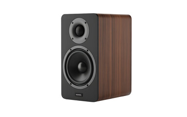 Wooden bookshelf speaker isolated on transparent background