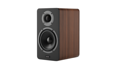 Wooden bookshelf speaker isolated on transparent background