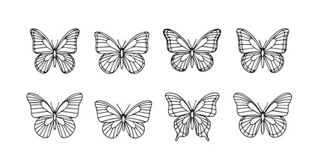 Butterfly line art icon bundle illustration