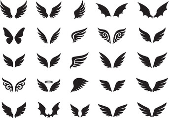 Fototapeta premium Collection of diverse angel wings designs feathers symbolizing freedom grace and divine protection studio shot