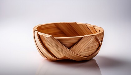 Fototapeta premium miniature wood basket displayed on a clean white surface