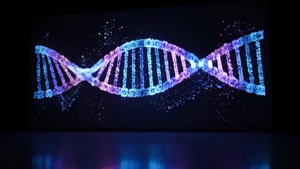 dna strand on blue background - Powered by Adobe