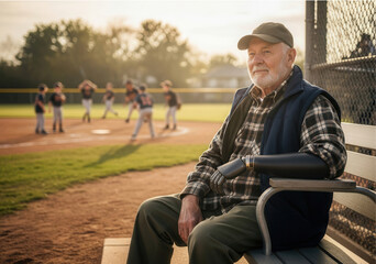 Veteran with prosthetic arm watching kids play