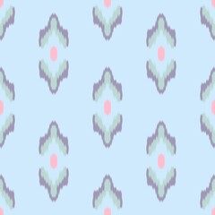 Pastel Ikat Minimal Seamless Pattern, Soft Boho Abstract Textile Design, Modern Geometric Background in Light Pink Blue Mint Beige Tones, Elegant Minimalist Fabric Texture Illustration
