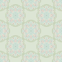 Pastel Ikat Minimal Seamless Pattern, Soft Boho Abstract Textile Design, Modern Geometric Background in Light Pink Blue Mint Beige Tones, Elegant Minimalist Fabric Texture Illustration
