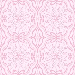 Pastel Ikat Minimal Seamless Pattern, Soft Boho Abstract Textile Design, Modern Geometric Background in Light Pink Blue Mint Beige Tones, Elegant Minimalist Fabric Texture Illustration
