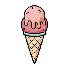 Whimsical Ice Cream Cone Hot Air Balloon Vector Design, Cute Summer Dessert Illustration, Fun Flying Treat, Creative Sweet Artwork