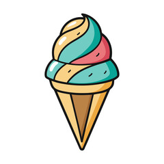 Whimsical Ice Cream Cone Hot Air Balloon Vector Design, Cute Summer Dessert Illustration, Fun Flying Treat, Creative Sweet Artwork