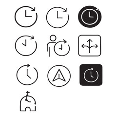 Collection of Time Related Icons and Symbols Depicting Deadline Tracking and Time Management in Various Contexts for Web Design and Applications