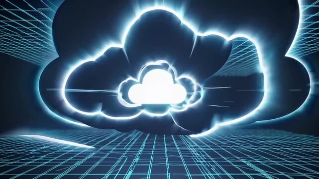 3D Rendered Cloud Shape Cutout Design Creating Portal or Tunnel Illusion for Cloud Storage Concepts