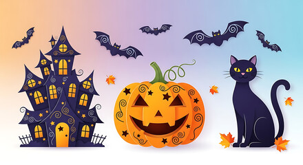 Enchanting halloween scene depicting festive elements and spooky atmosphere