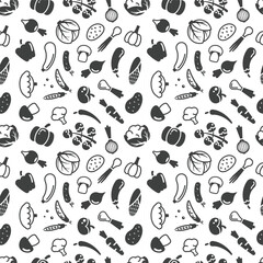 vegetable icons pattern. circle shaped background witch vegetables, organic healthy food. vector cartoon seamless pattern.