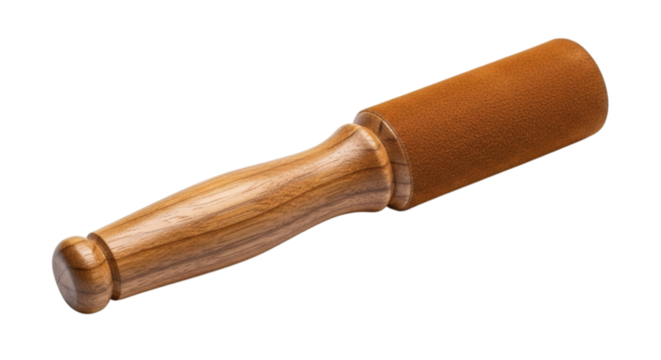 Elegant wooden mallet with textured head for sound healing and vibrational therapy sessions showcased beautifully