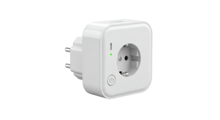 Smart Plug Adapter White Background for Automation with Home Technology and Power Monitoring Capabilities