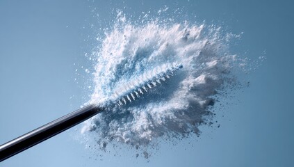 Powder explosion around a mascara wand