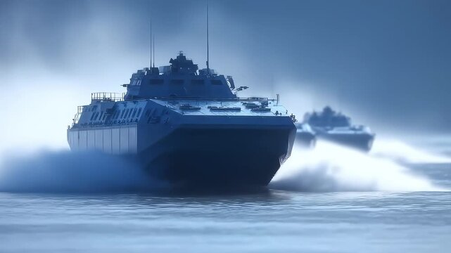 Future Navy Ships Sailing Against the Wind