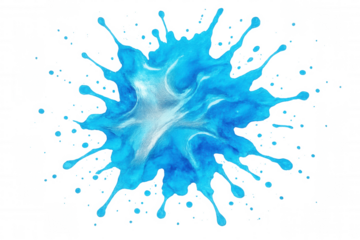 Blue and silver paint swirling, blending dynamically with fluid motion against transparent backdrop
