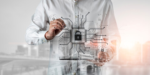 Cyber security system protecting digital infrastructure. Cyber security ensures data safety,...