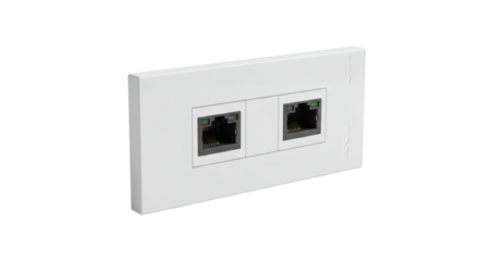 Dual port Ethernet wall plate installation providing network connectivity access points in a minimalist style