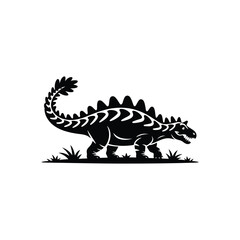 Stegosaurus Silhouette Illustration Black Vector Design A Herbivorous Dinosaur with Plates and Spikes in a Prehistoric Environment