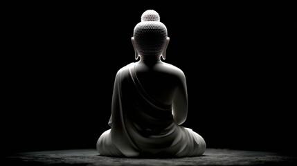 Buddha Statue Meditates in Solitude on Dark Background