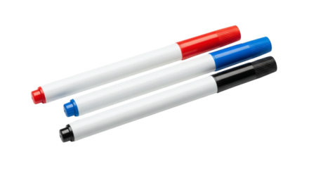 Colorful Marker Pens Arranged on White Background in Creative Stationery Composition and Educational Tools