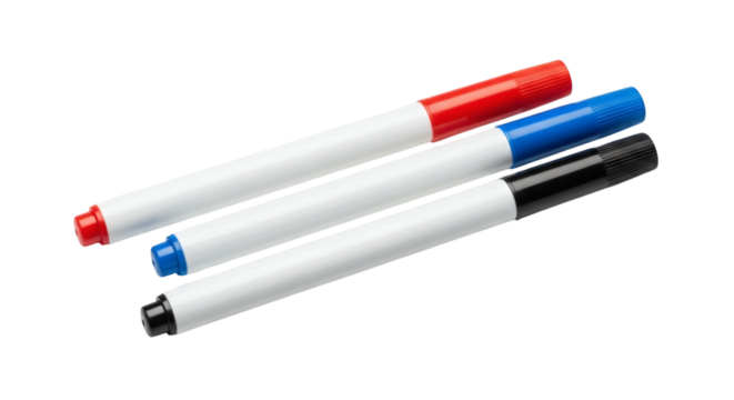 Colorful Marker Pens Arranged on White Background in Creative Stationery Composition and Educational Tools