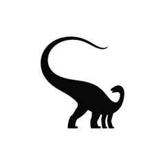 Peaceful Dinosaur Silhouette Illustration A Prehistoric Giant in Black Vector Design for Paleontology Enthusiasts and Graphic Projects
