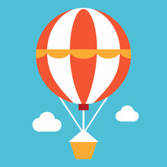 Obraz premium Travel Icon of Hot Air Balloon Floating Sky Vector Art