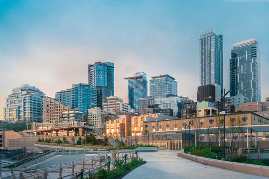 Seattle of USA  skyline in the evening 