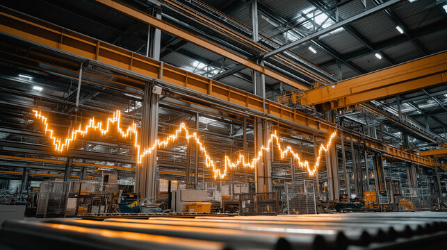 Industrial Growth: A graph of financial growth overlaid upon an industrial backdrop, symbolizing economic expansion.