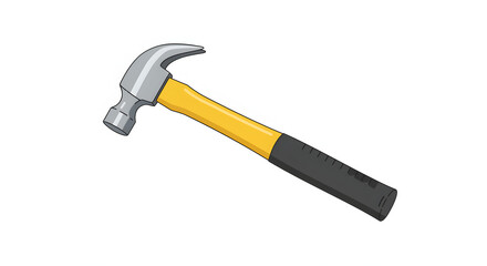 Hammer with Yellow Handle and Gray Head Isolated on White