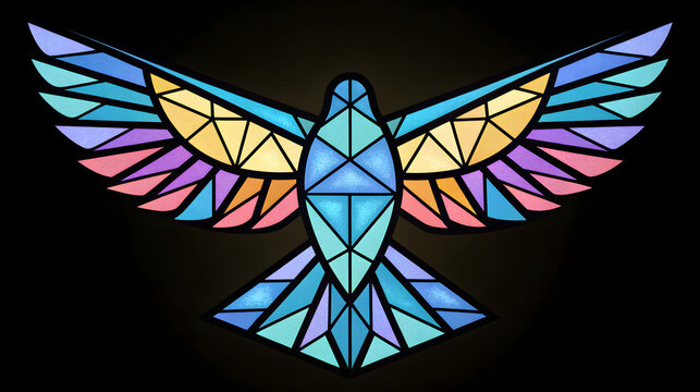 Colorful geometric dove symbol of peace and hope