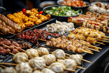 shish kebab on skewers