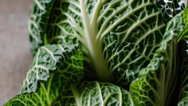Close-up graphic view of Savoy cabbage