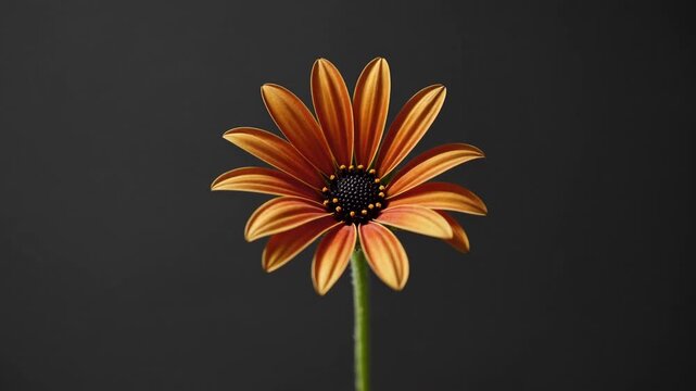 Condolence card featuring African daisy floral arrangement on black background with available space for text