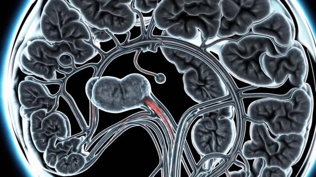 Medical Angiographic Revealing Cerebral Aneurysm Located in the Anterior Circulatory Pathway