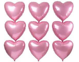Firefly_peony flowers isolated on white - Firefly_Pink heart shape balloons isolated on transparent background